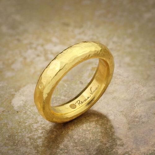 Hammered High Karat Gold Band Ring
