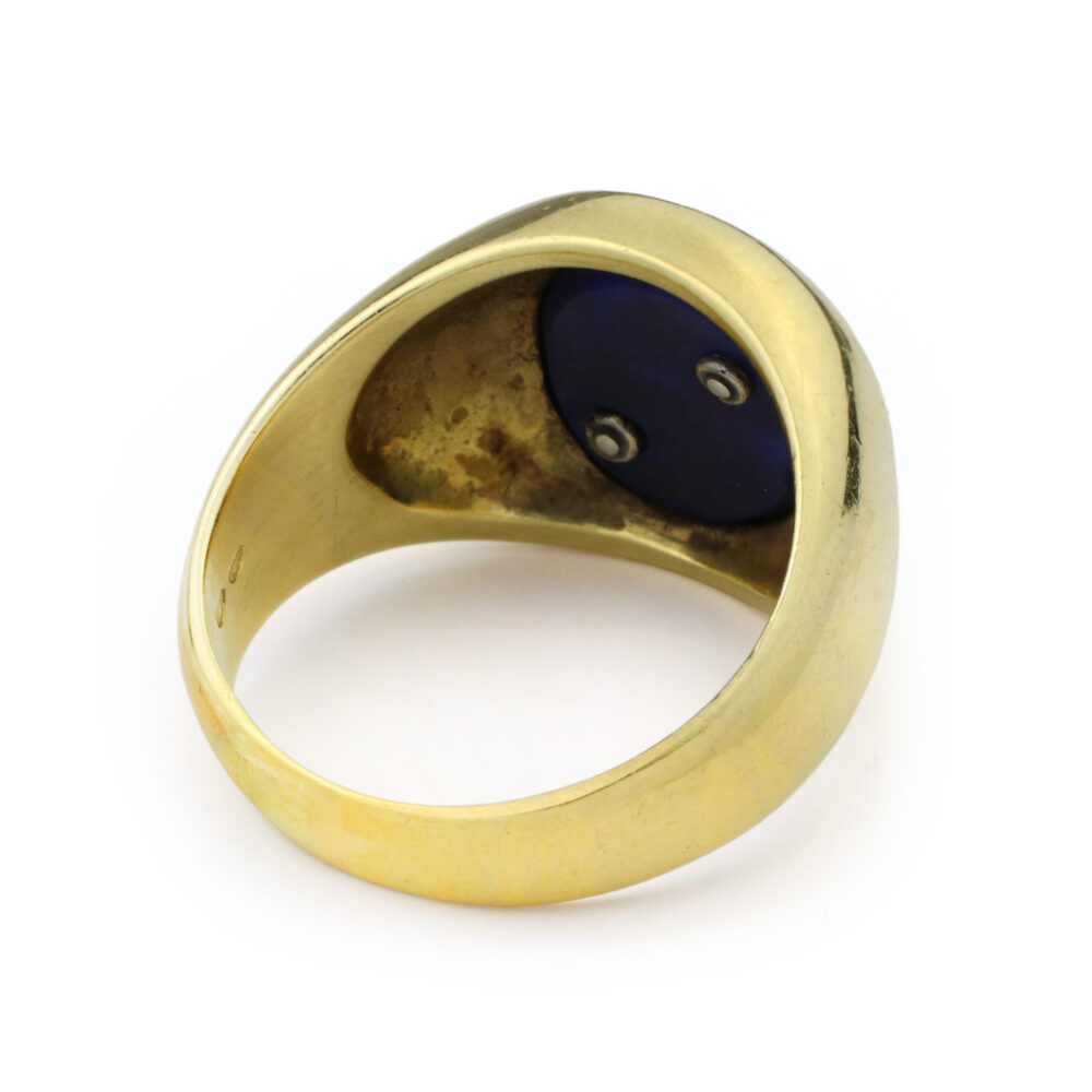Initial Diamond Lapis lazuli and Gold Ring