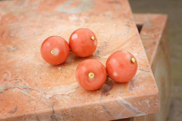 Coral Beads And Gold Cufflinks