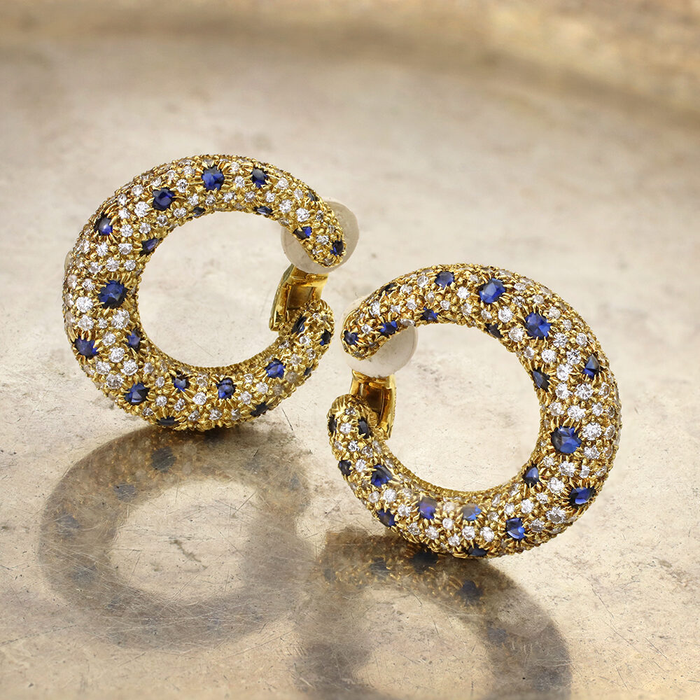 Cartier ‘Panther’ Sapphire and Diamond Ear Clips