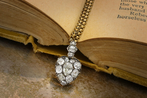 Antique Diamond Set Heart Pendant Necklace