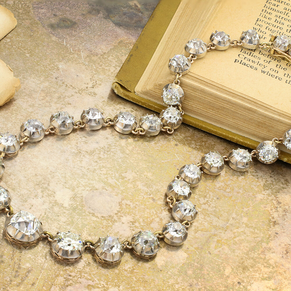 Antique Old-cut Diamond Rivière Necklace