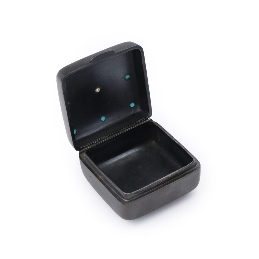 Turquoise, Diamond and Ironwork Pill Box