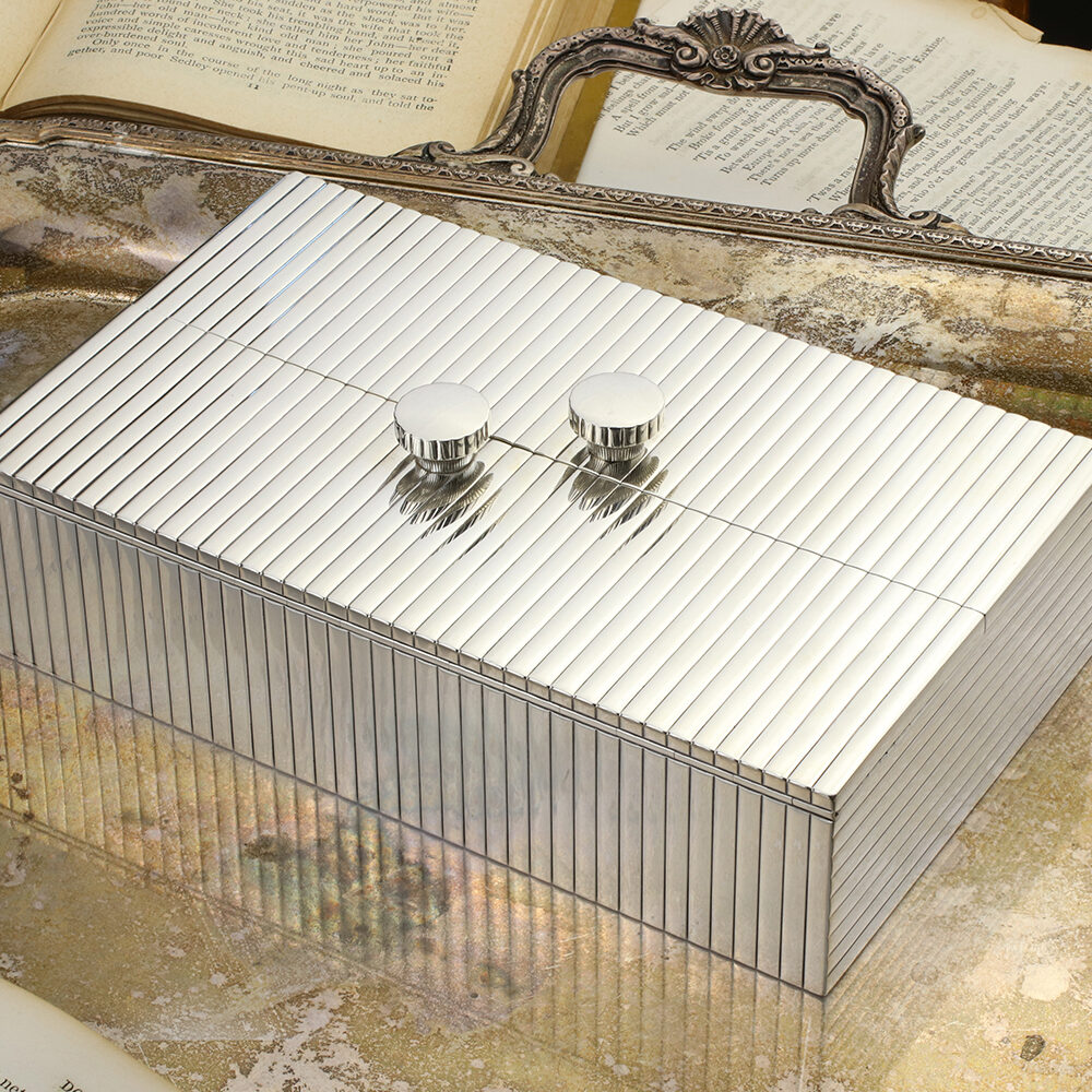 Cartier Silver Double Hinged Rectangular Shaped Box