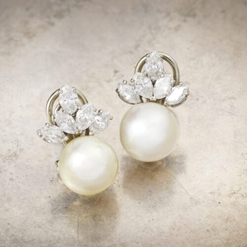 Bulgari Natural Pearl and Diamond Ear Clips