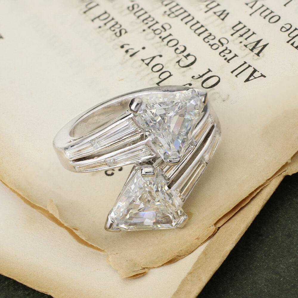 Twin Stone Triangular Shaped Diamond Bypass Ring