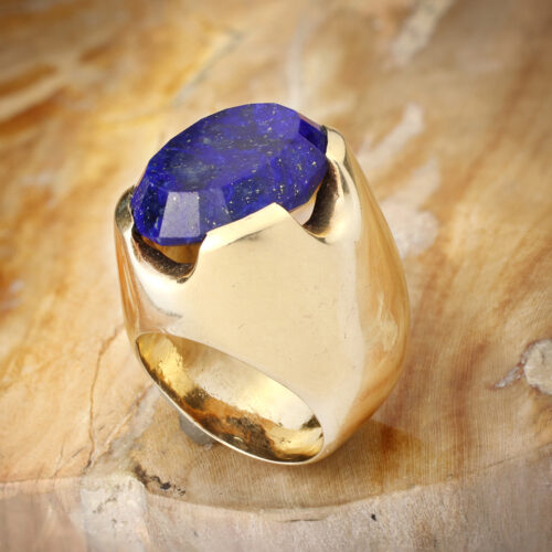 Modernist Lapis Lazuli and Gold Ring