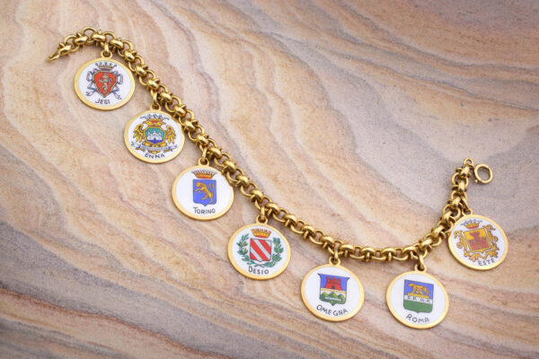 Gold And Enamel Italian Cities Charm Bracelet