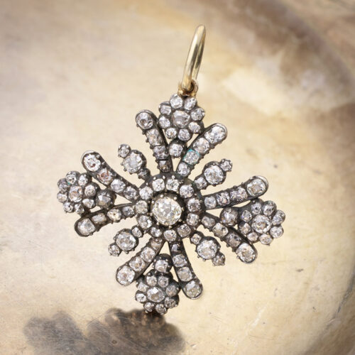 Antique Diamond Set Maltese Cross Pendant