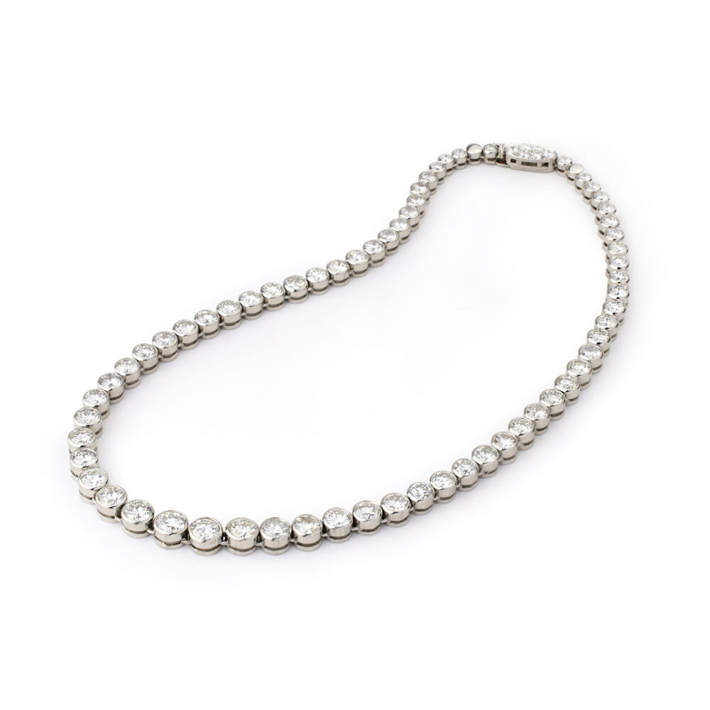 French Diamond and Platinum Riviere Necklace