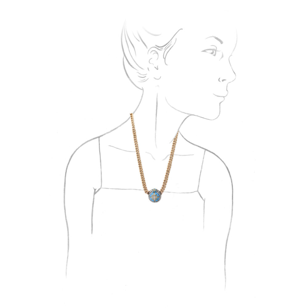 Enamel and Diamond Pendant Necklace