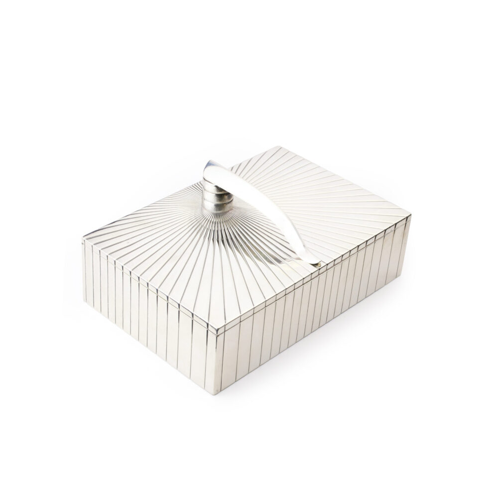 Cartier 'Sunburst' Silver Rectangular Shaped Table Box