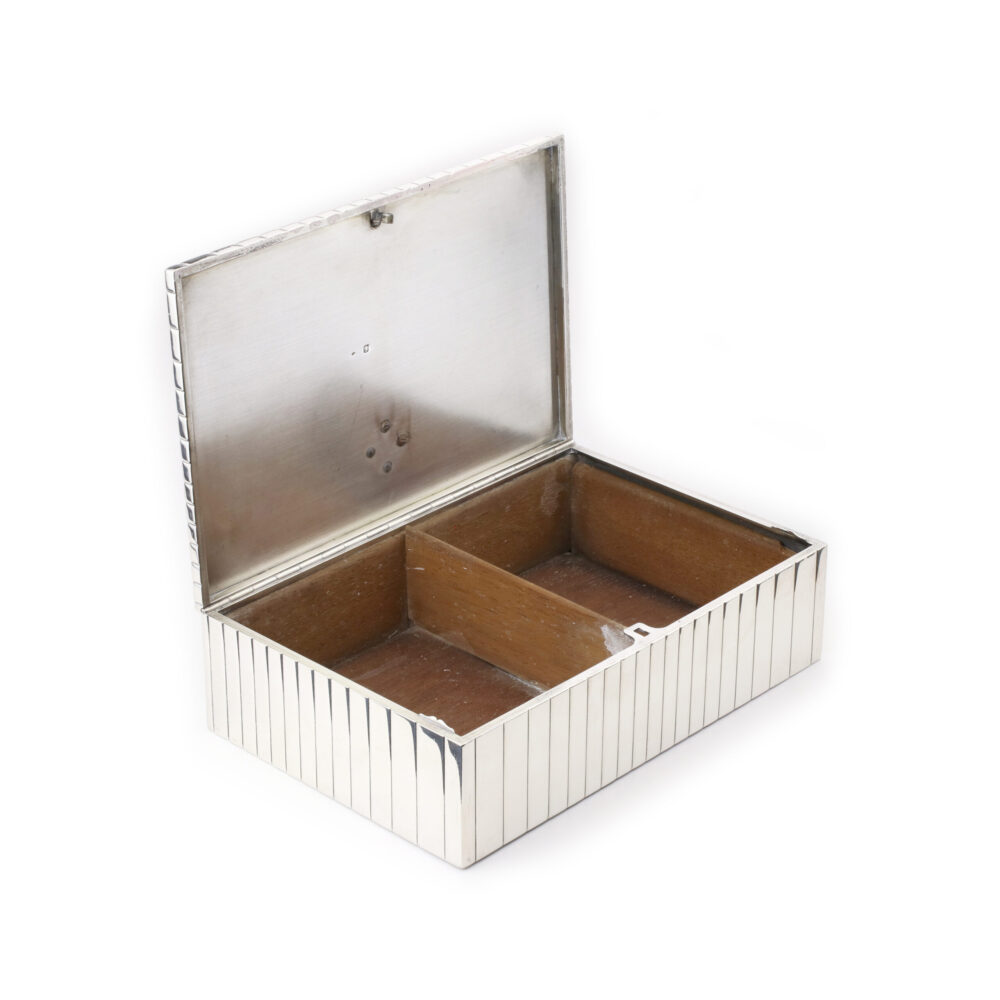 Cartier 'Sunburst' Silver Rectangular Shaped Table Box