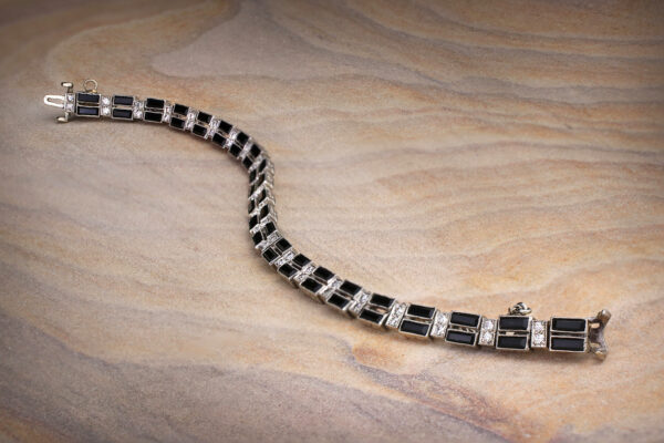 Tiffany & Co. Art Deco Onyx And Diamond Bracelet