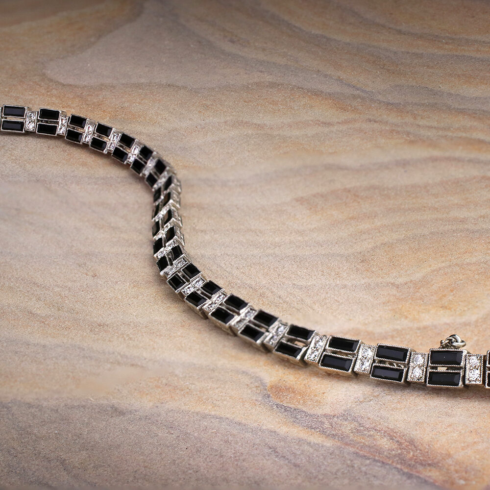 Tiffany & Co. Art Deco Onyx and Diamond Bracelet