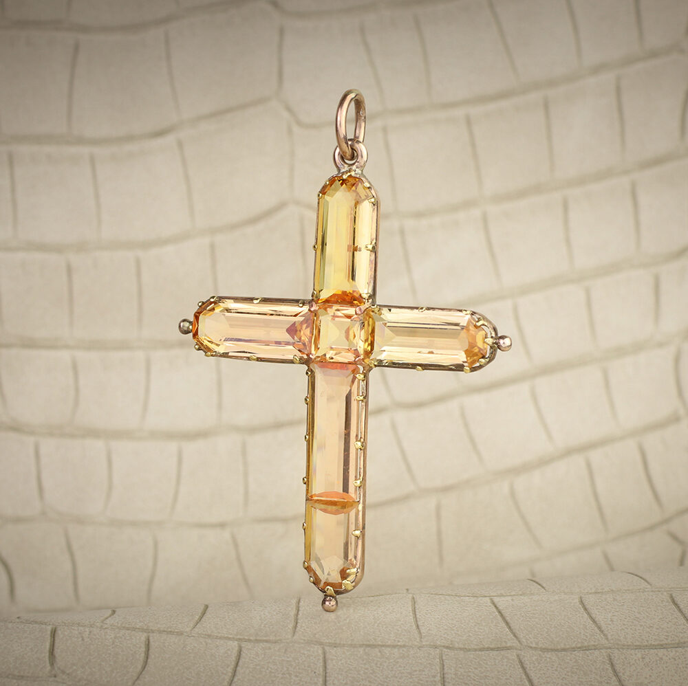 Antique Topaz Cross Pendant 