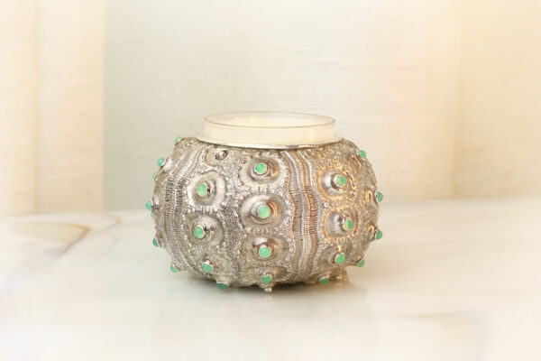 Patrick Mavros Sea Urchin Chrysoprase and Sterling Silver Tea Light Candle Holder