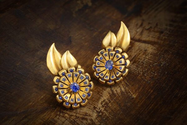 Van Cleef & Arpels Sapphire And Gold Ear Clips
