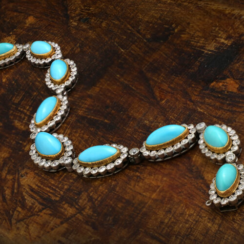 Edwardian Turquoise and Diamond Bracelet
