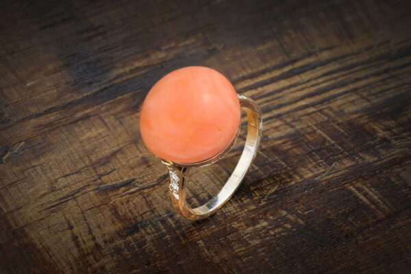 Coral And Diamond Ring