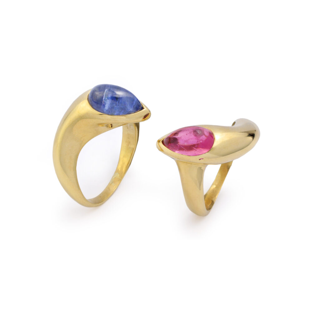 Bulgari Pink Tourmaline and Sapphire Ring Set