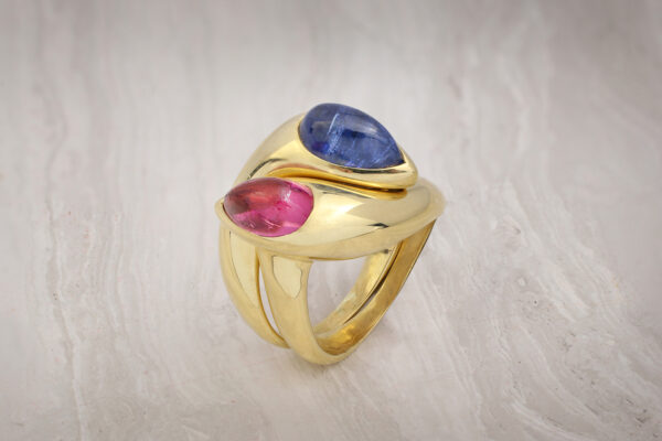 Bulgari Pink Tourmaline And Sapphire Ring Set