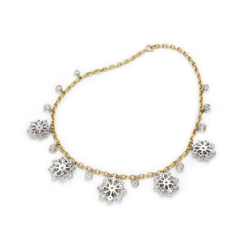 Diamond Set Floral Pendant Necklace