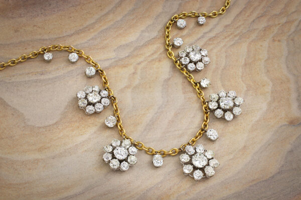 Diamond Set Floral Pendant Necklace» Price On Request «