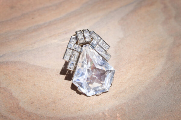 Art Deco Rock Crystal and Diamond Dress Clip