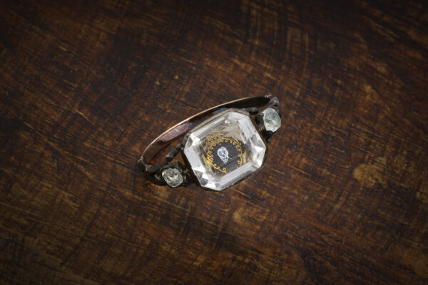 Antique Memento Mori Stuart Rock Crystal, Enamel And Gold Ring