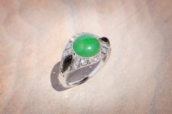 Art Deco Jade, Enamel And Diamond Ring