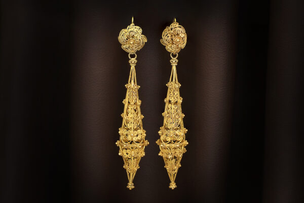 Antique Gold Cannetille Ear Pendants