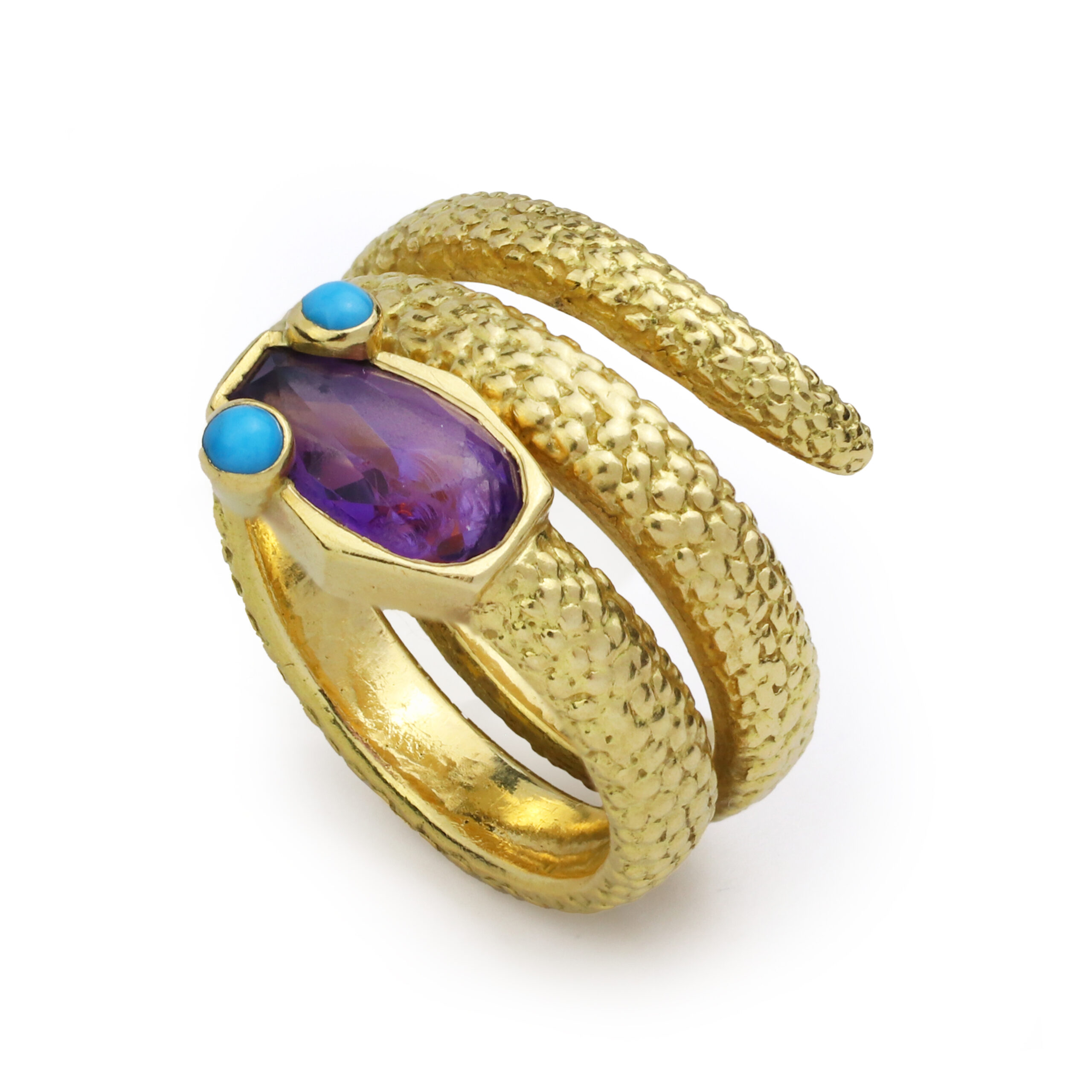 Cartier Amethyst, Turquoise and Gold Snake Ring - FD Gallery