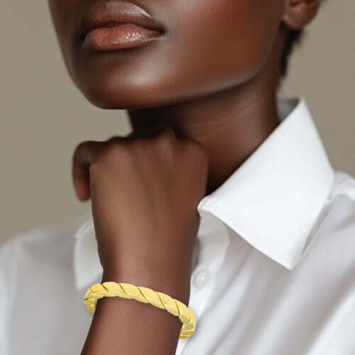 Sculpted Gold Bangle Bracelet