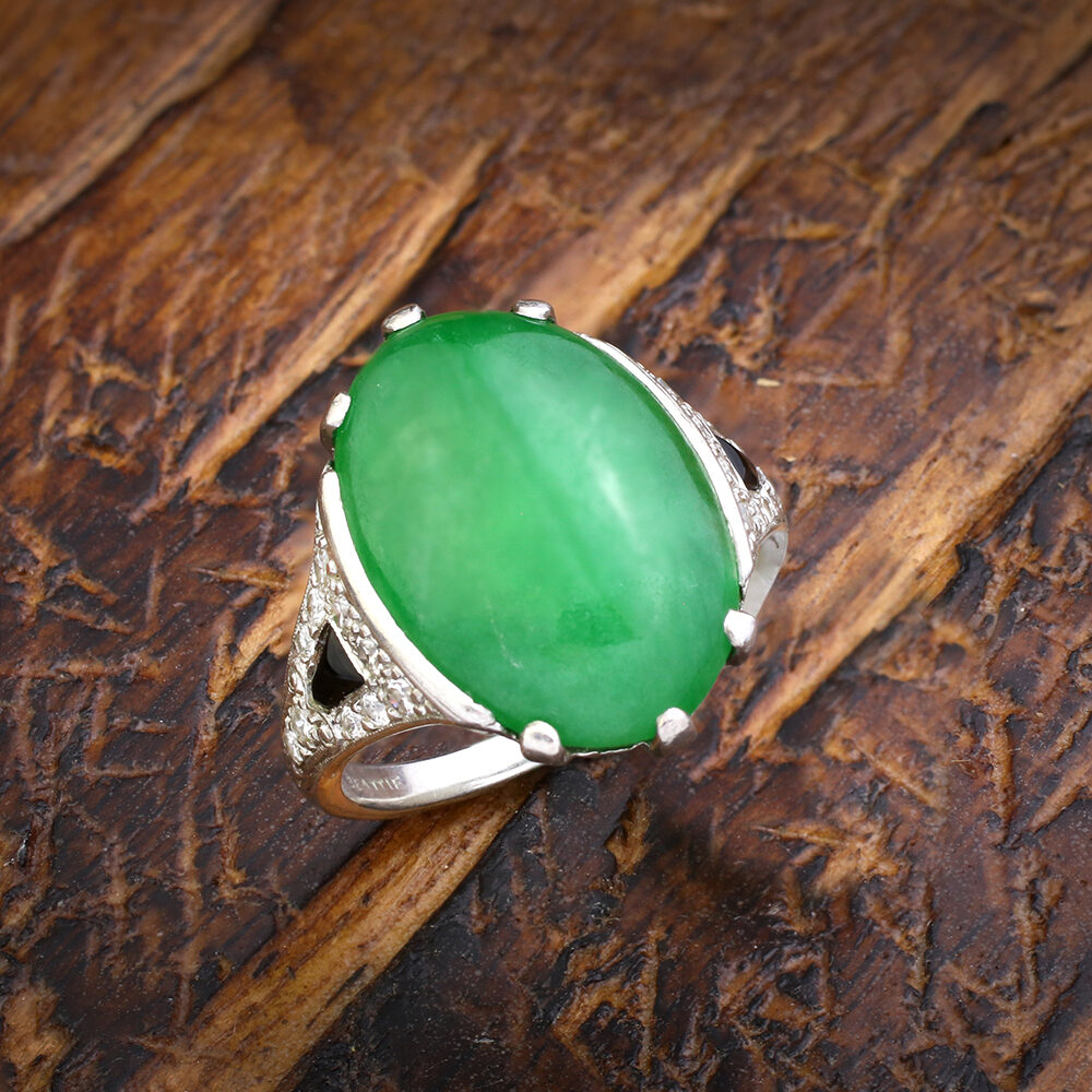 Art Deco Jade, Onyx and Diamond Ring