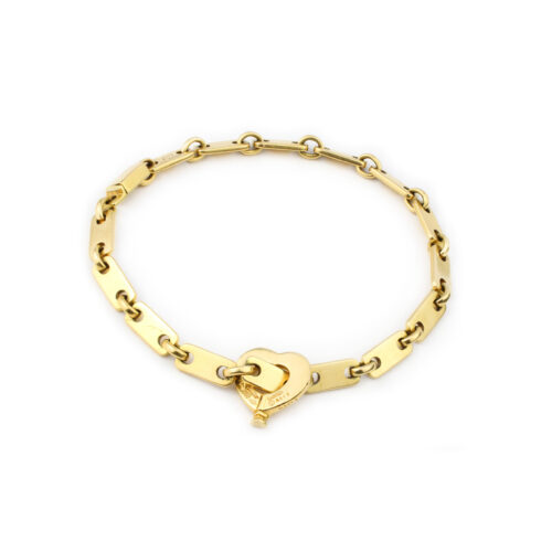 Cartier 'Fidelity' Gold Link Bracelet with Heart Key Pendant