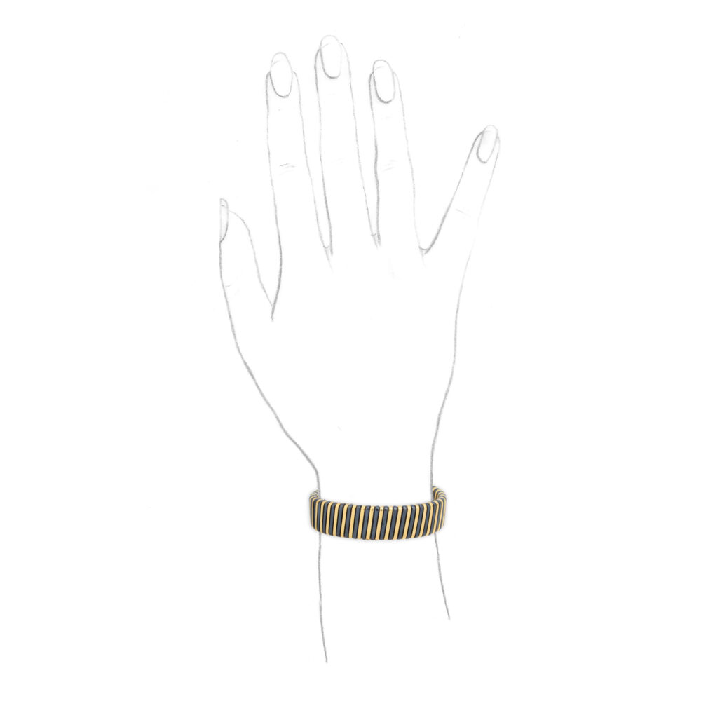 Bulgari Tubogas Gold and Blackened Gold Cuff Bracelet