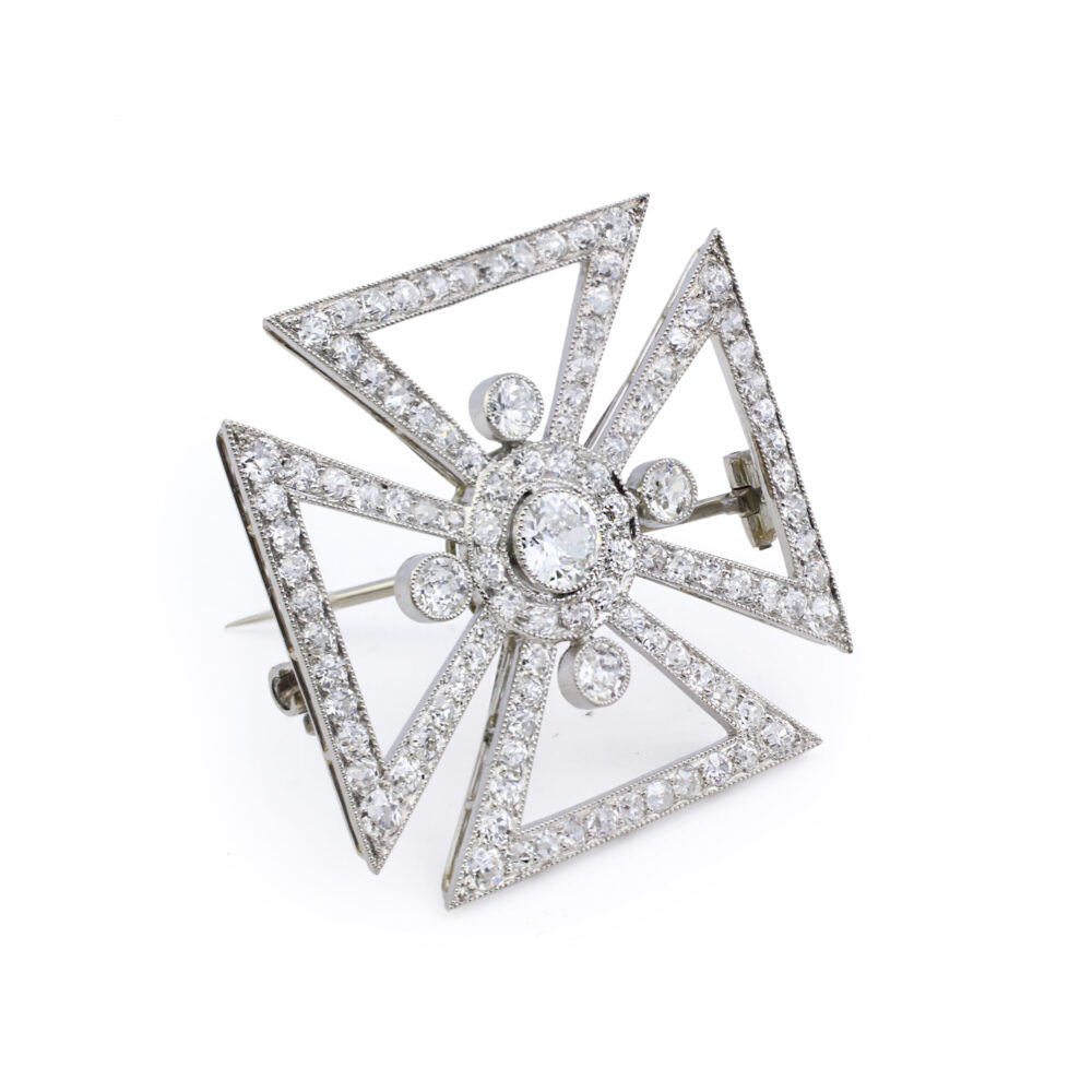 Tiffany & Co. Diamond Set Maltese Cross Brooch