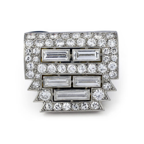 Cartier Diamond and Enamel Clip Brooch