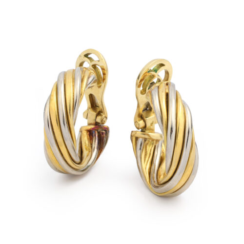 Van Cleef & Arpels Bi-Color Gold Hoop Ear Clips
