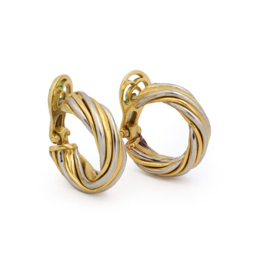 Van Cleef & Arpels Bi-Color Gold Hoop Ear Clips