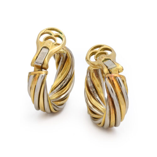 Van Cleef & Arpels Bi-Color Gold Hoop Ear Clips