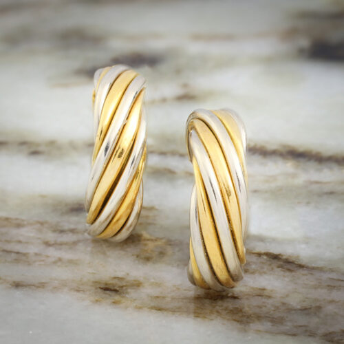 Van Cleef & Arpels Bi-Color Gold Hoop Ear Clips