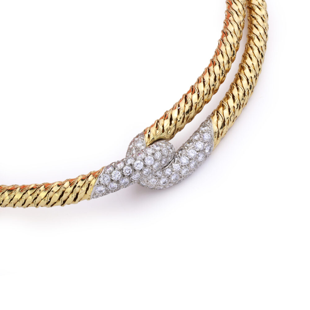 Cartier Diamond and Textured Gold Collar Necklace