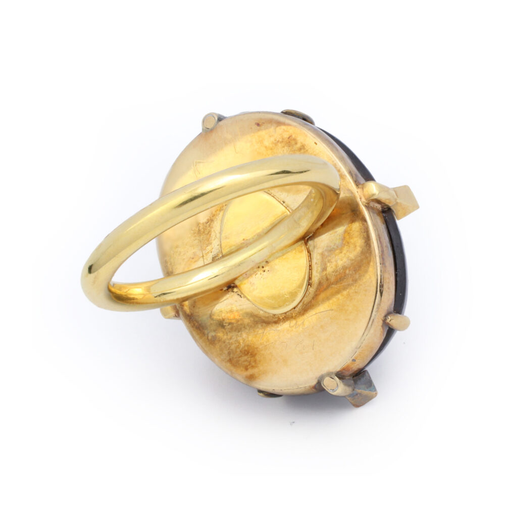 Cabochon Garnet and Diamond Ring