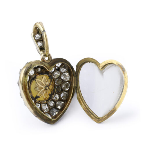 Victorian Natural Pearl and Diamond Heart Locket Pendant