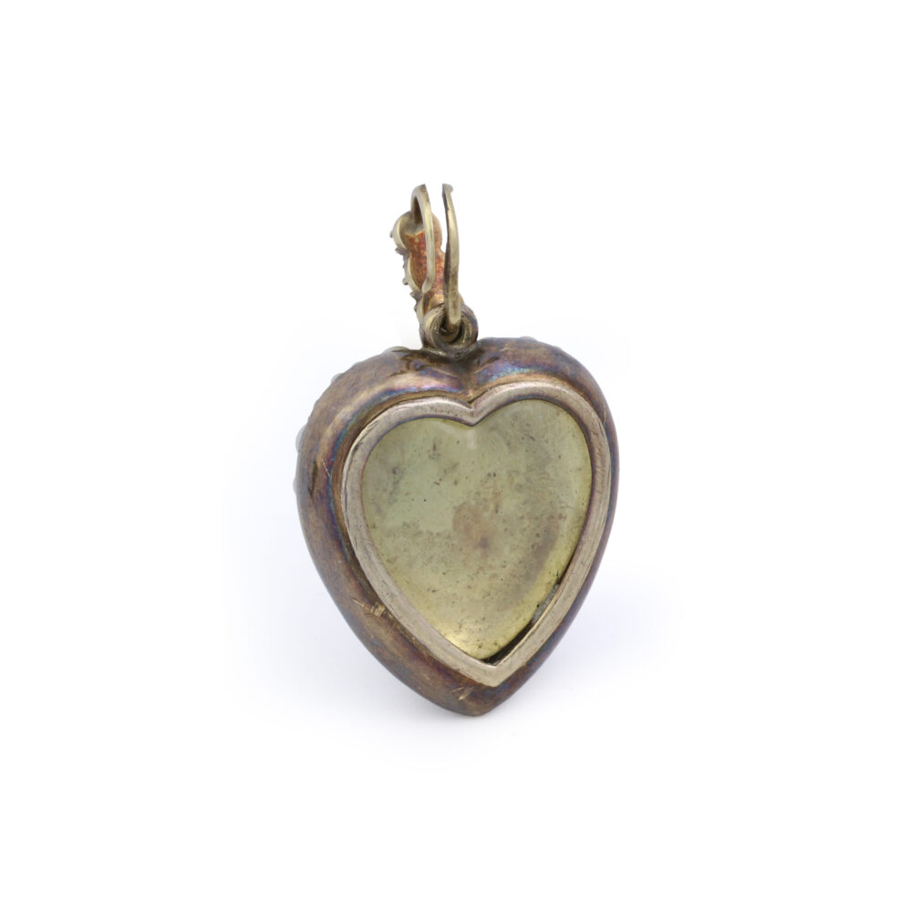 Antique Pearl and Diamond Set Heart Locket Pendant