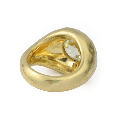 Diamond and Sculpted Hammered Gold Ring