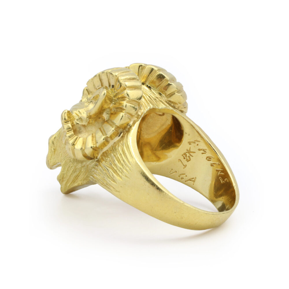 Van Cleef & Arpels Aries Ram Head Sculpted Gold Ring
