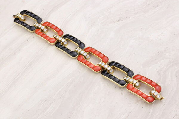 Bulgari Diamond, Black and Red Coral Bracelet